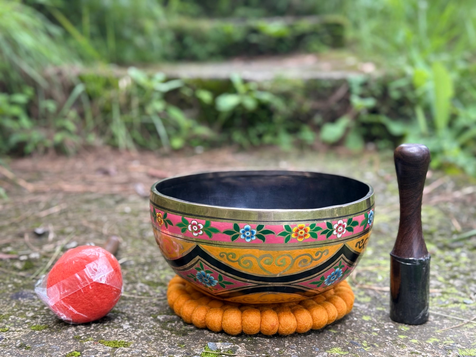 Lotus Water Bowl: 9 Inch Diameter Singing Bowl Hand Painted