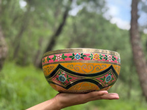 Lotus Water Bowl: 9 Inch Diameter Singing Bowl Hand Painted