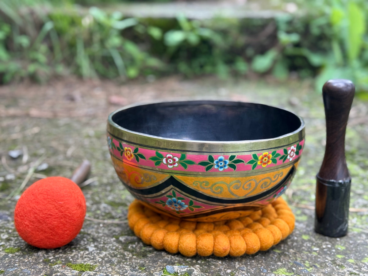 Lotus Water Bowl: 9 Inch Diameter Singing Bowl Hand Painted