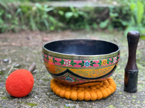 Lotus Water Bowl: 9 Inch Diameter Singing Bowl Hand Painted