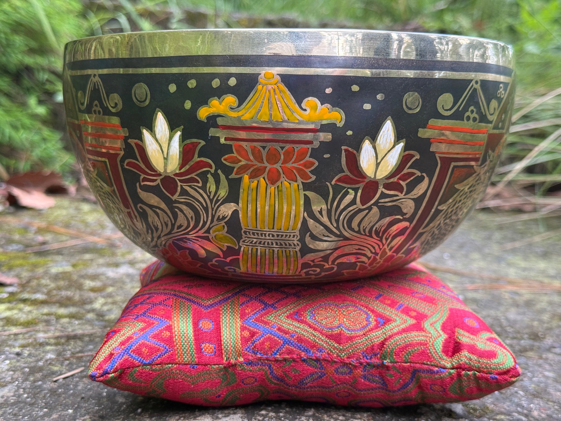 Dragon Lotus 9 Inch Bronze Singing Bowl