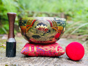 Dragon Lotus 9 Inch Bronze Singing Bowl