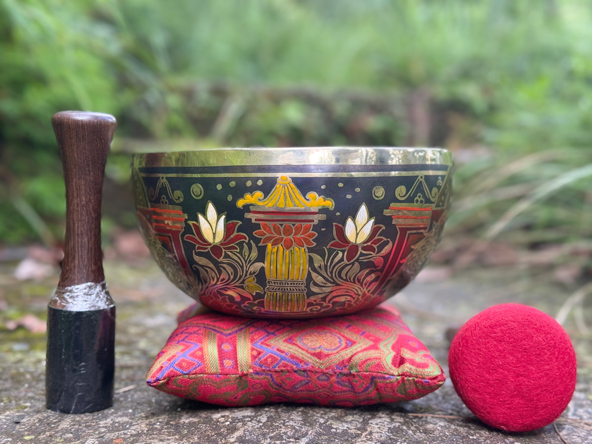 Dragon Lotus 9 Inch Bronze Singing Bowl