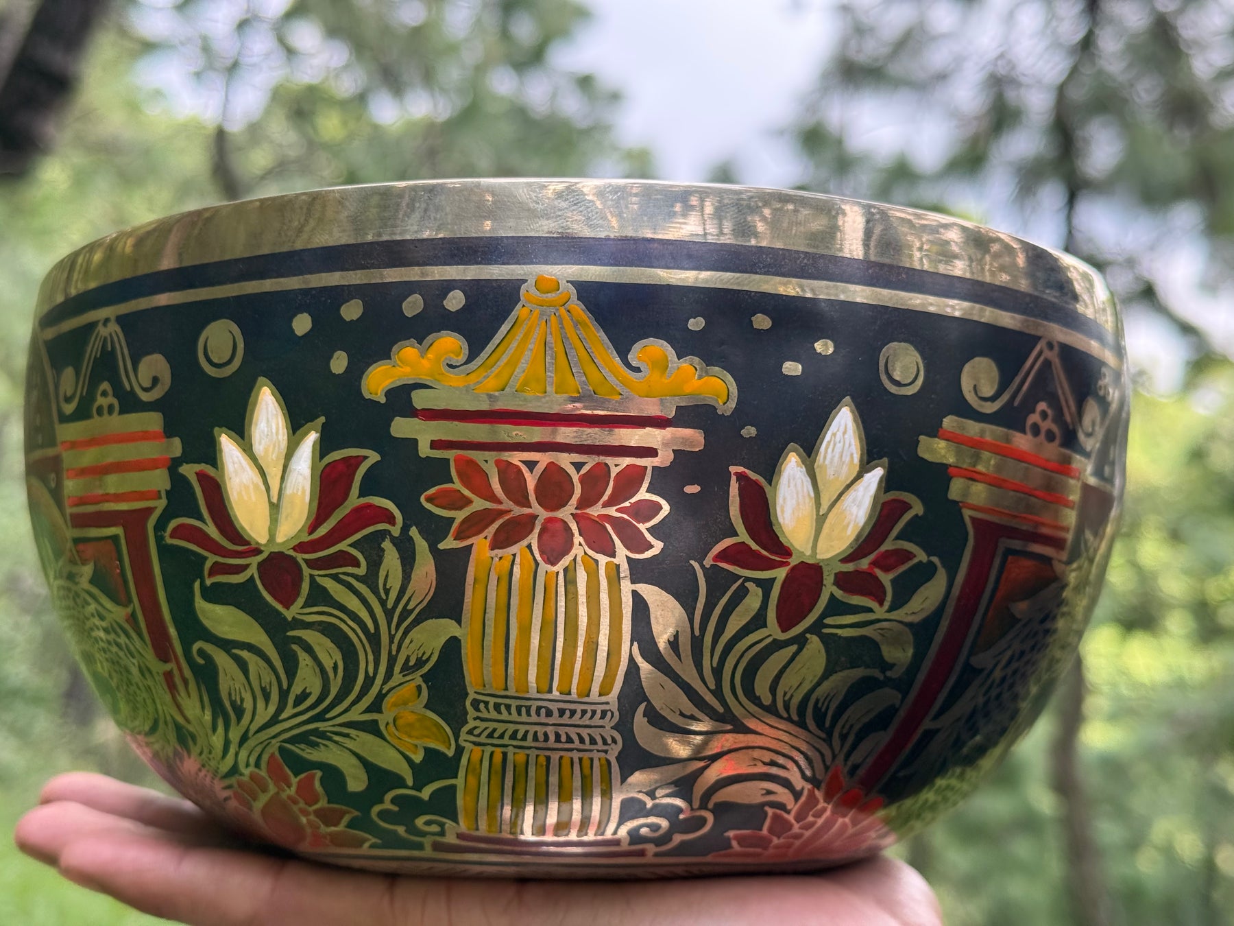 Dragon Lotus 9 Inch Bronze Singing Bowl