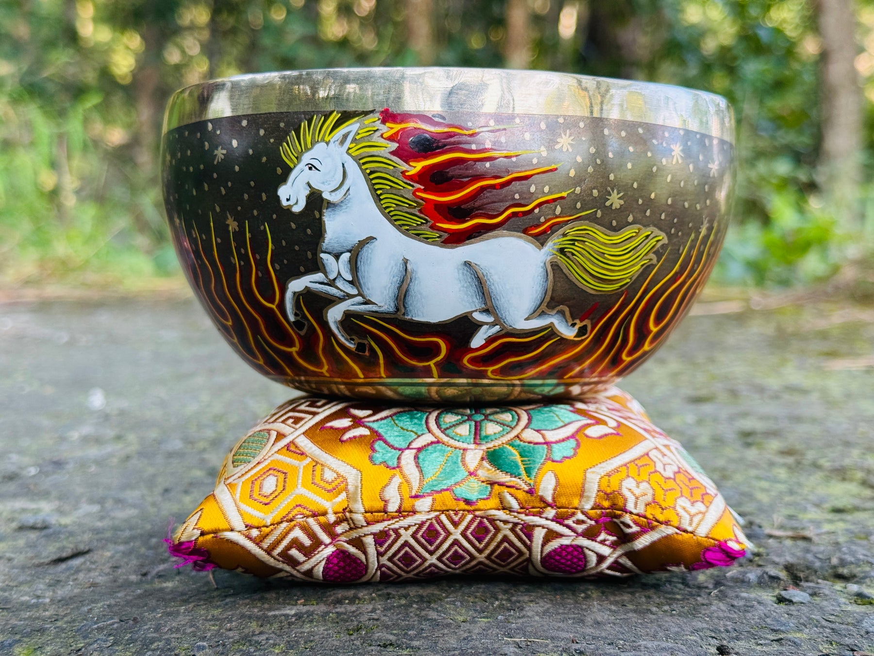 The Fire Horse - Medium 6.5 Inch Hand-Painted Singing Bowl. Limited Edition Run