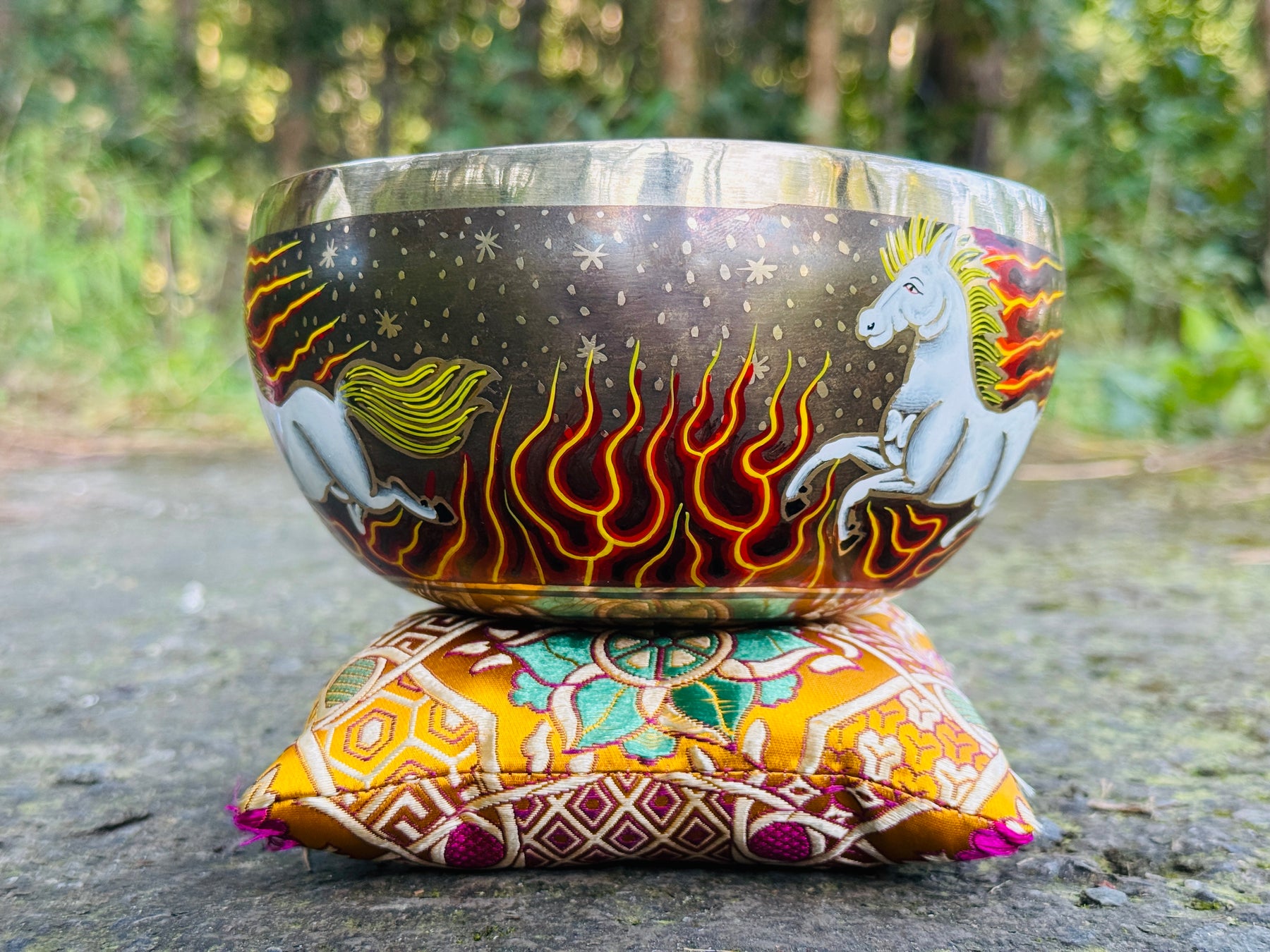 The Fire Horse - Medium 6.5 Inch Hand-Painted Singing Bowl. Limited Edition Run