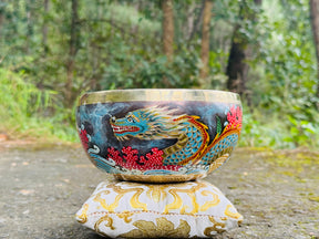 Flower Dragon Set of 2: 9 Inch and 6 Inch Handpainted Set