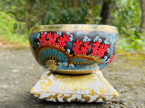 Flower Dragon Set of 2: 9 Inch and 6 Inch Handpainted Set