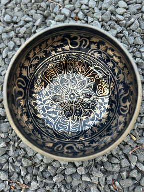 Soulflower Singing Bowl I 8.75 inch Etched Bronze Singing Bowl