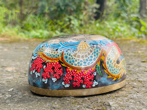 Flower Dragon Set of 2: 9 Inch and 6 Inch Handpainted Set