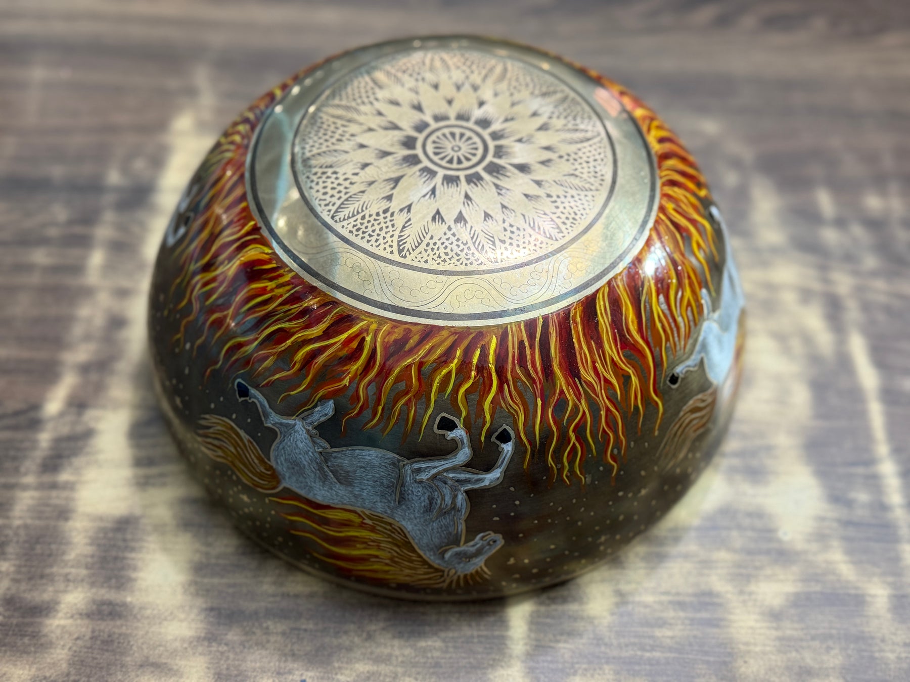 The Fire Horse. 8.5 Inch Hand-Painted Singing Bowl. Limited Edition Run
