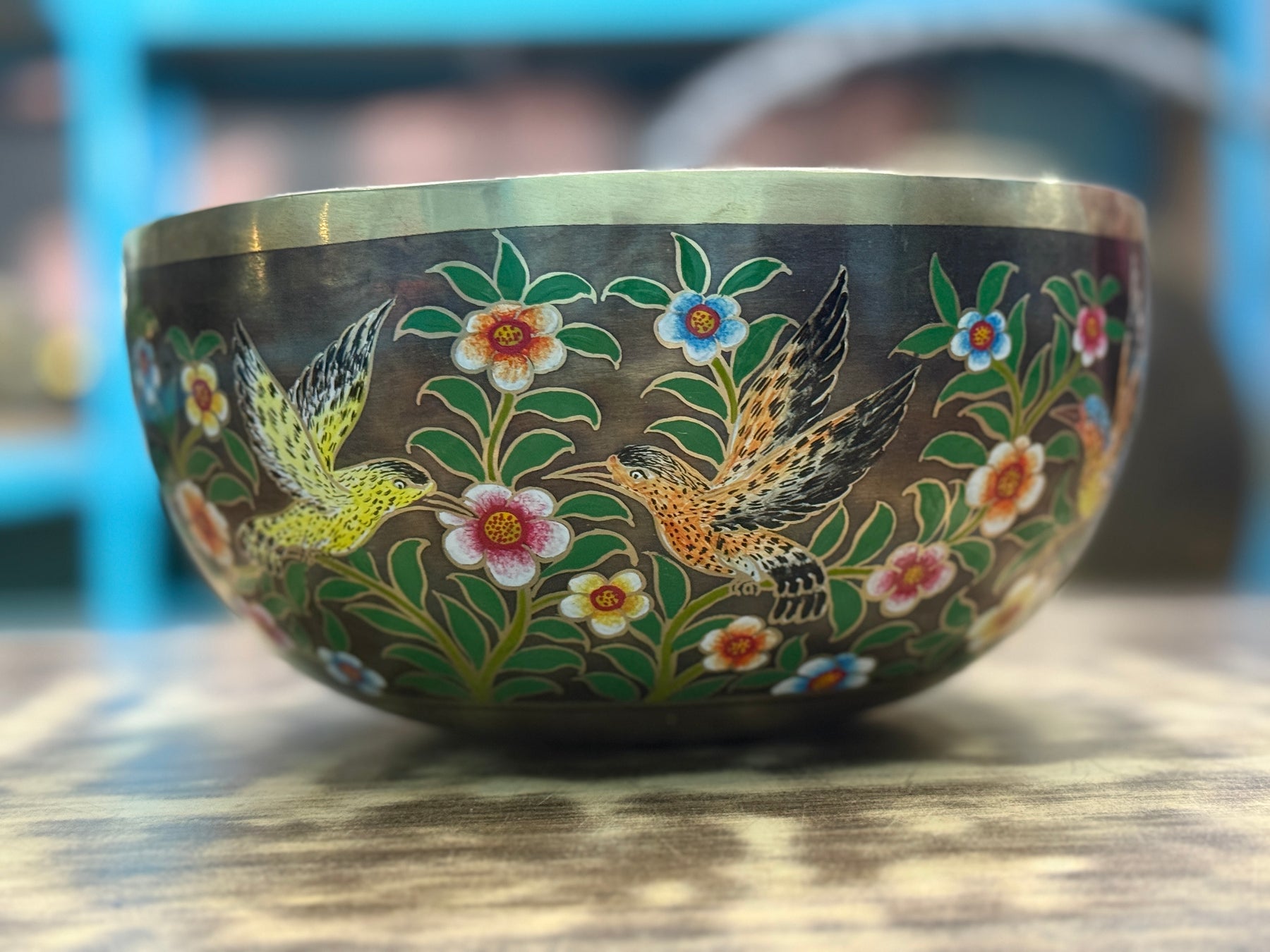 The Hummingbird's Garden. 8.5 Inch Hand-Painted Singing Bowl. Limited Edition Run