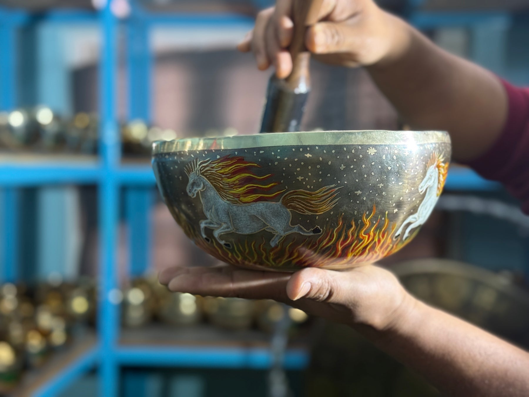 The Fire Horse. 8.5 Inch Hand-Painted Singing Bowl. Limited Edition Run