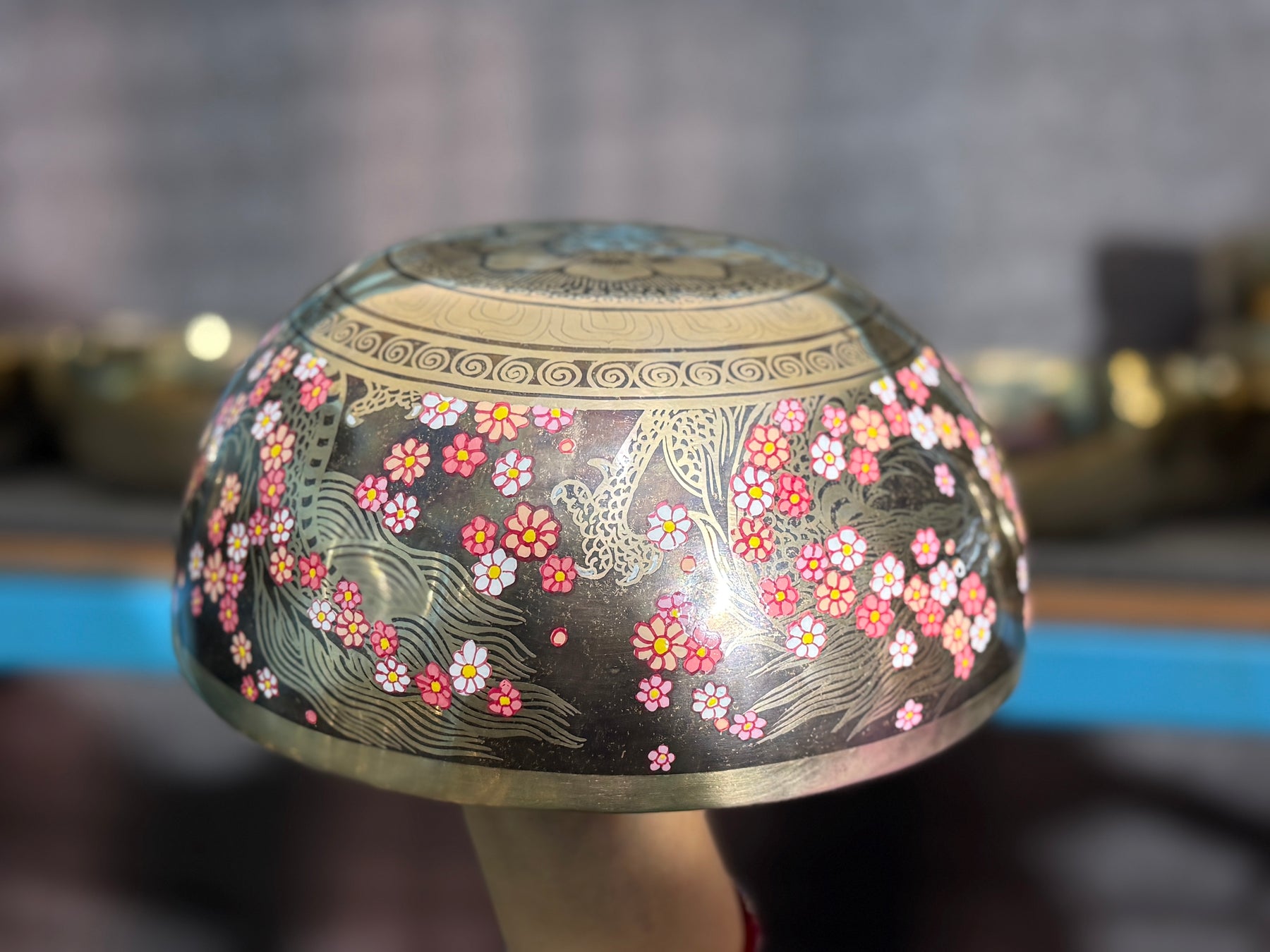 The Flower Dragon. 9 Inch Hand-Painted Singing Bowl. Spring Edition