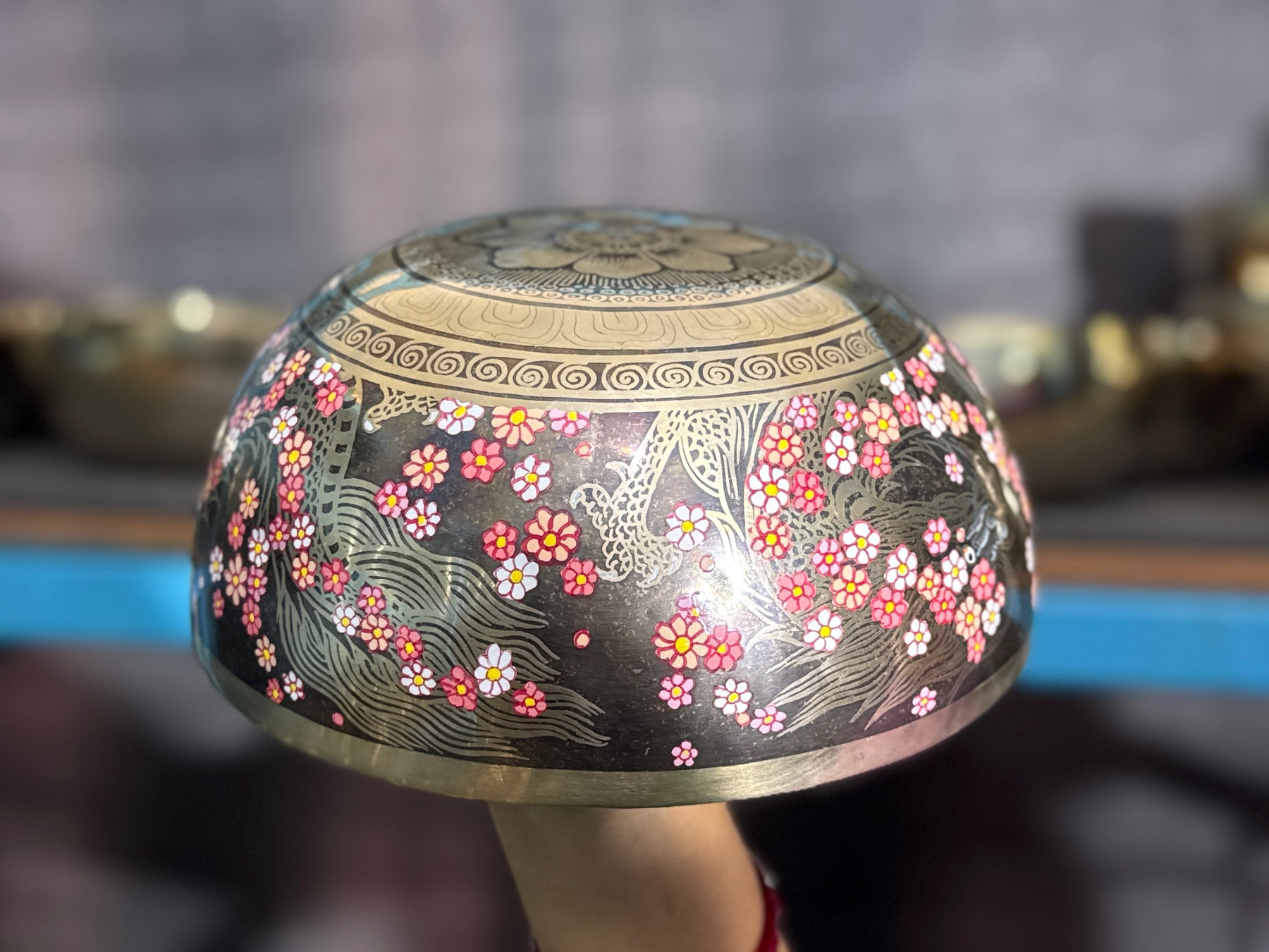 The Flower Dragon. 9 Inch Hand-Painted Singing Bowl. Spring Edition