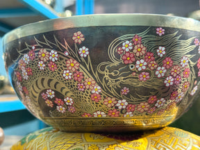 The Flower Dragon. 9 Inch Hand-Painted Singing Bowl. Spring Edition