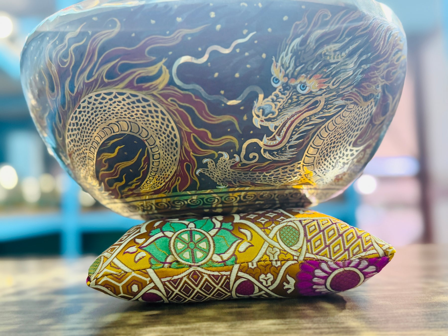Thunder Dragon Singing Bowl I 12 Inch HandPainted Limited Edition Masterpiece Bowl