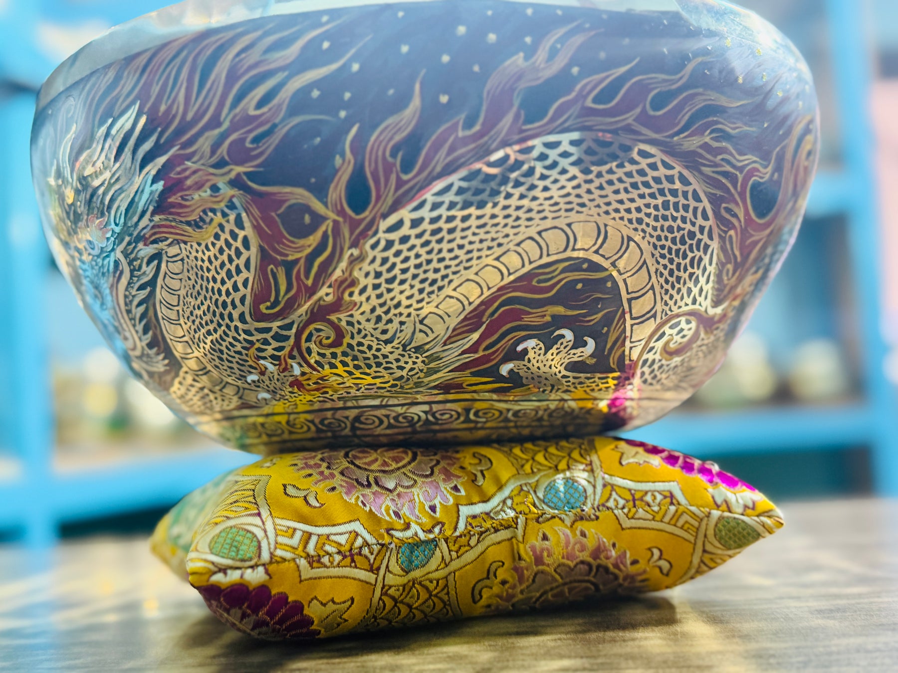 Thunder Dragon Singing Bowl I 12 Inch HandPainted Limited Edition Masterpiece Bowl
