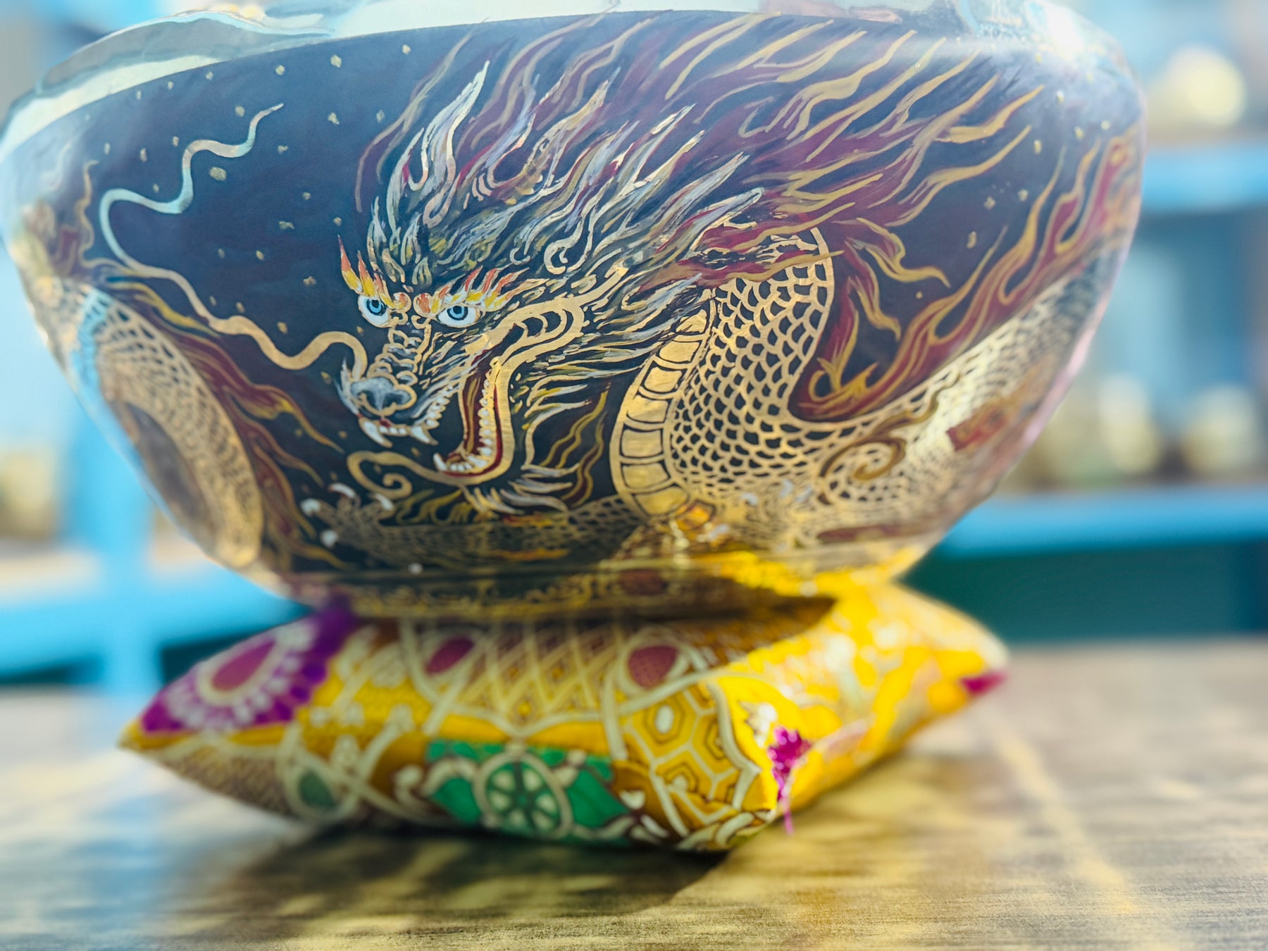 Thunder Dragon Singing Bowl I 12 Inch HandPainted Limited Edition Masterpiece Bowl