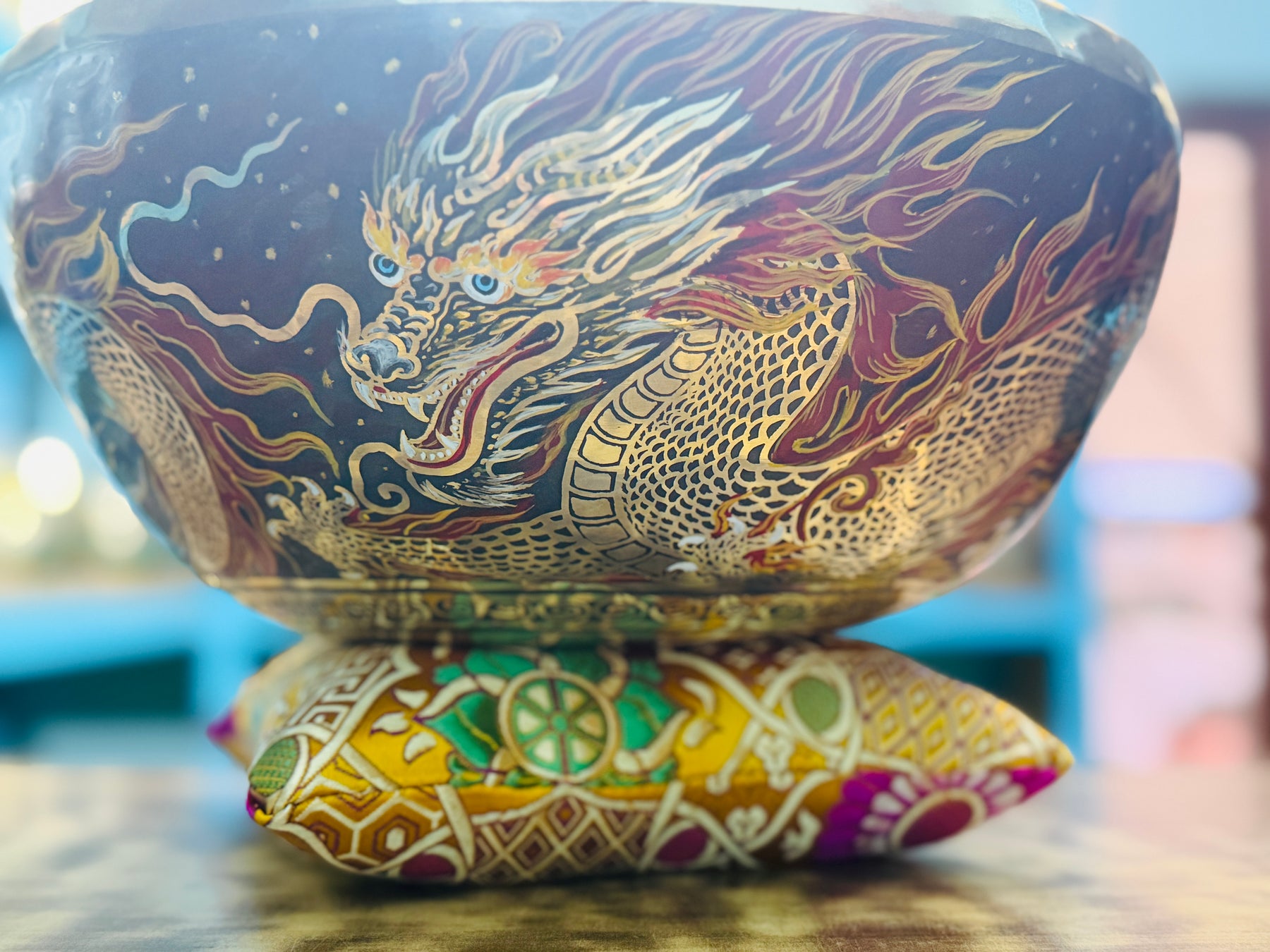 Thunder Dragon Singing Bowl I 12 Inch HandPainted Limited Edition Masterpiece Bowl