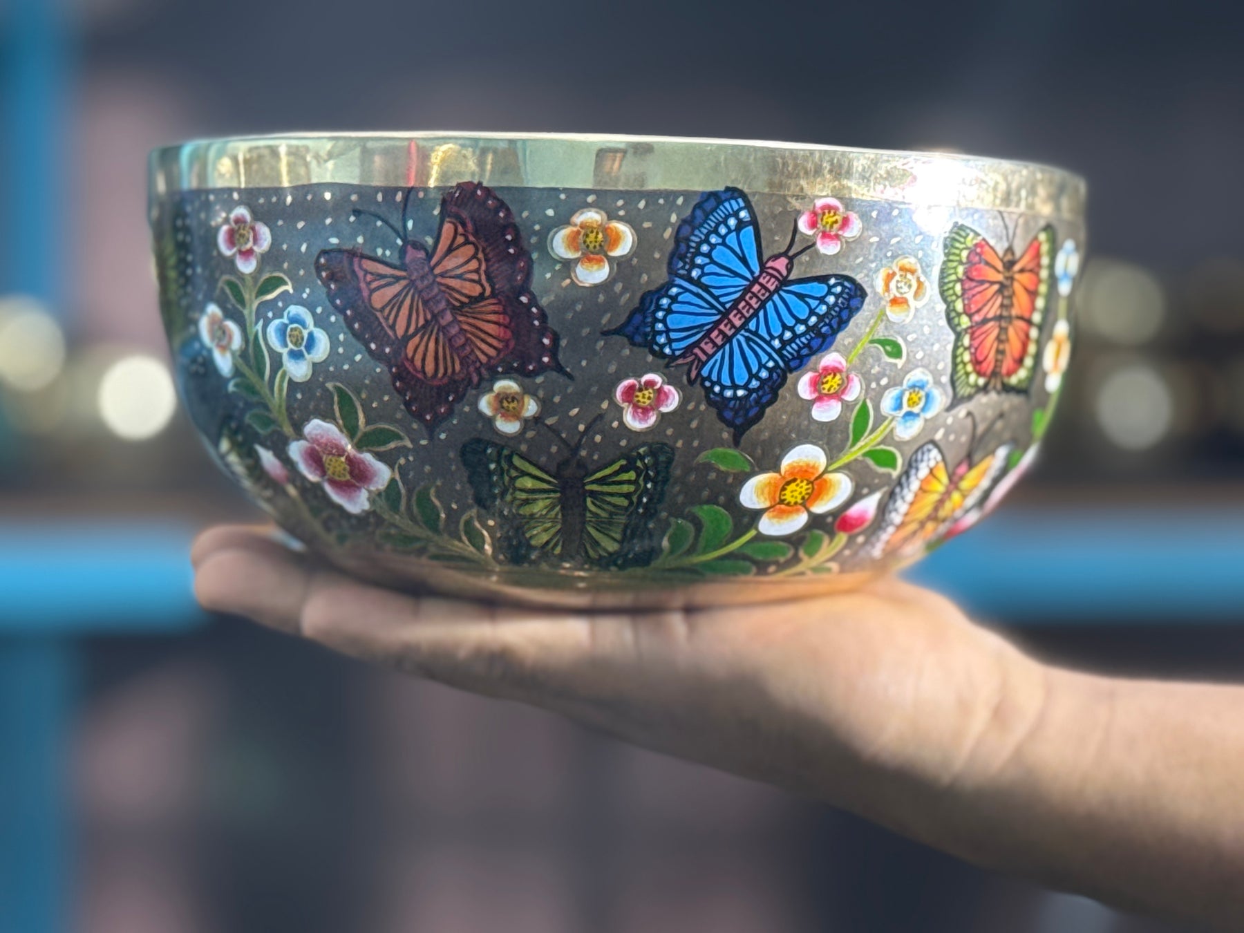 The Butterfly I 8.5 Inch Hand-Painted Singing Bowl. Limited Edition Spring 2026 Run