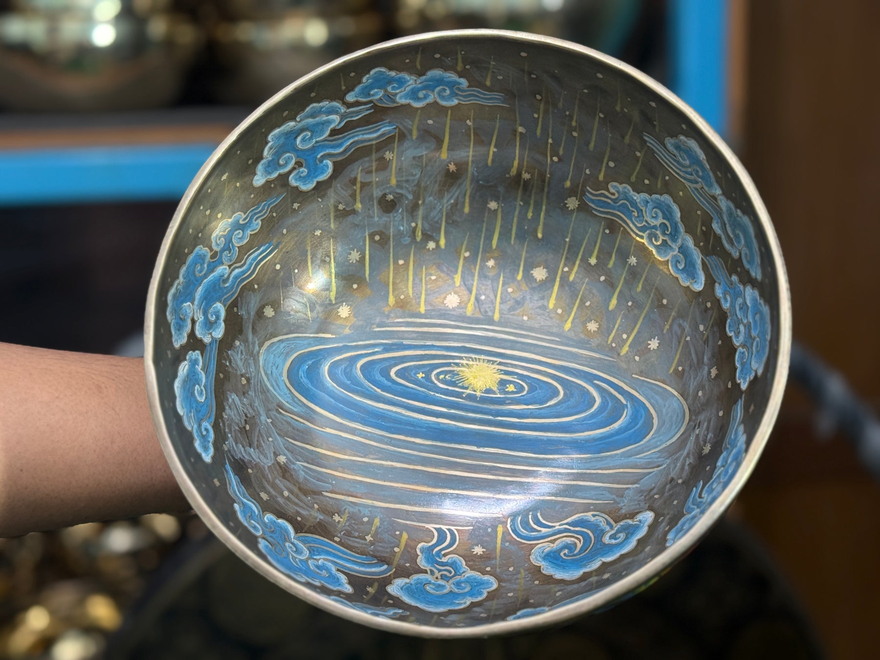 The Dancing Water Bowl I 9 Inch Hand-Painted Singing Bowl I Limited Edition Run.