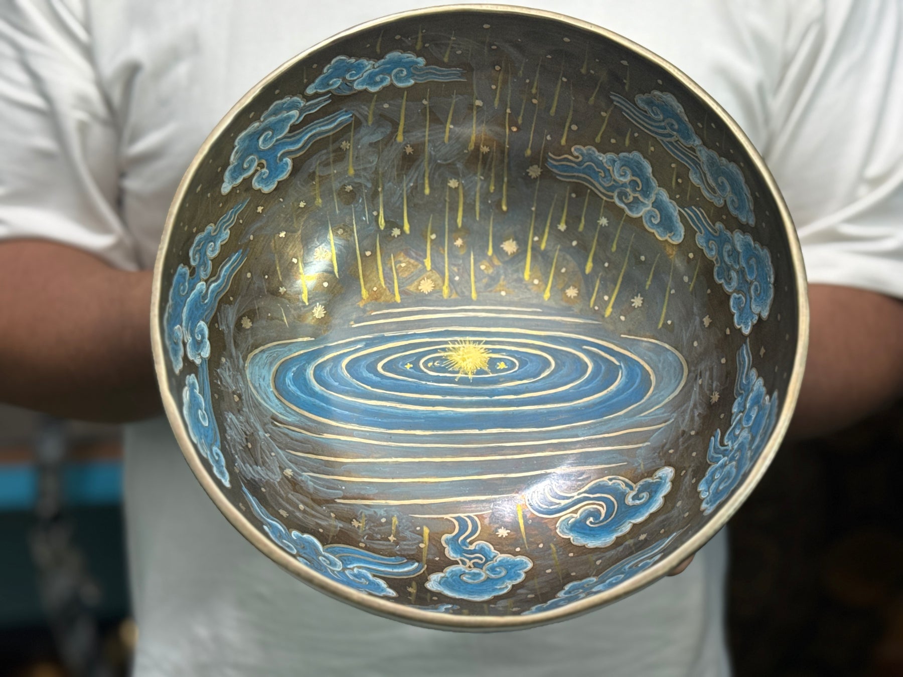 The Dancing Water Bowl I 9 Inch Hand-Painted Singing Bowl I Limited Edition Run.