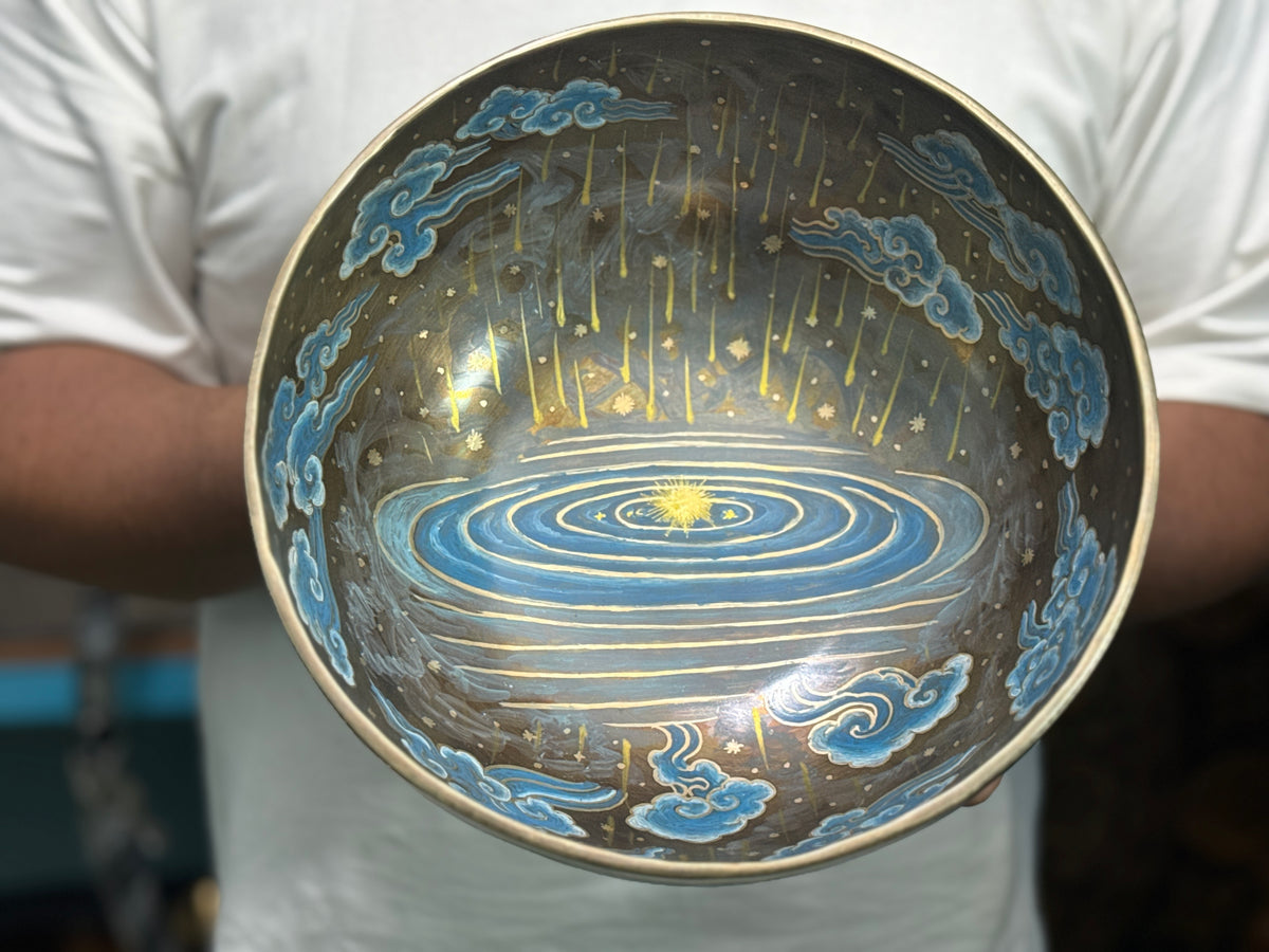 The Dancing Water Bowl I 9 Inch Hand-Painted Singing Bowl I Limited Edition Run.