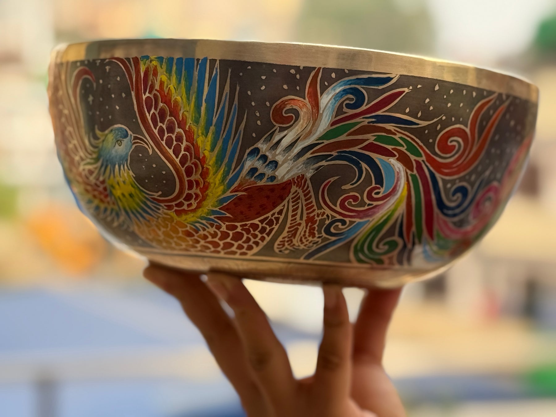 The Dancing Water Bowl I 9 Inch Hand-Painted Singing Bowl I Limited Edition Run.