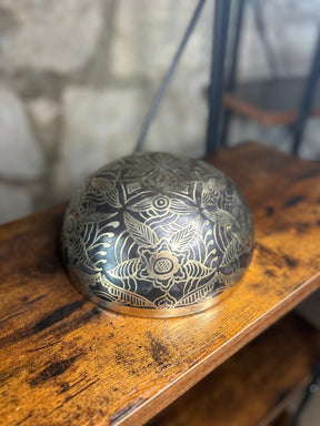 Starlight Solstice Bowl: 8.25 Inch Burnished Patina Relief Bronze Singing Bowl