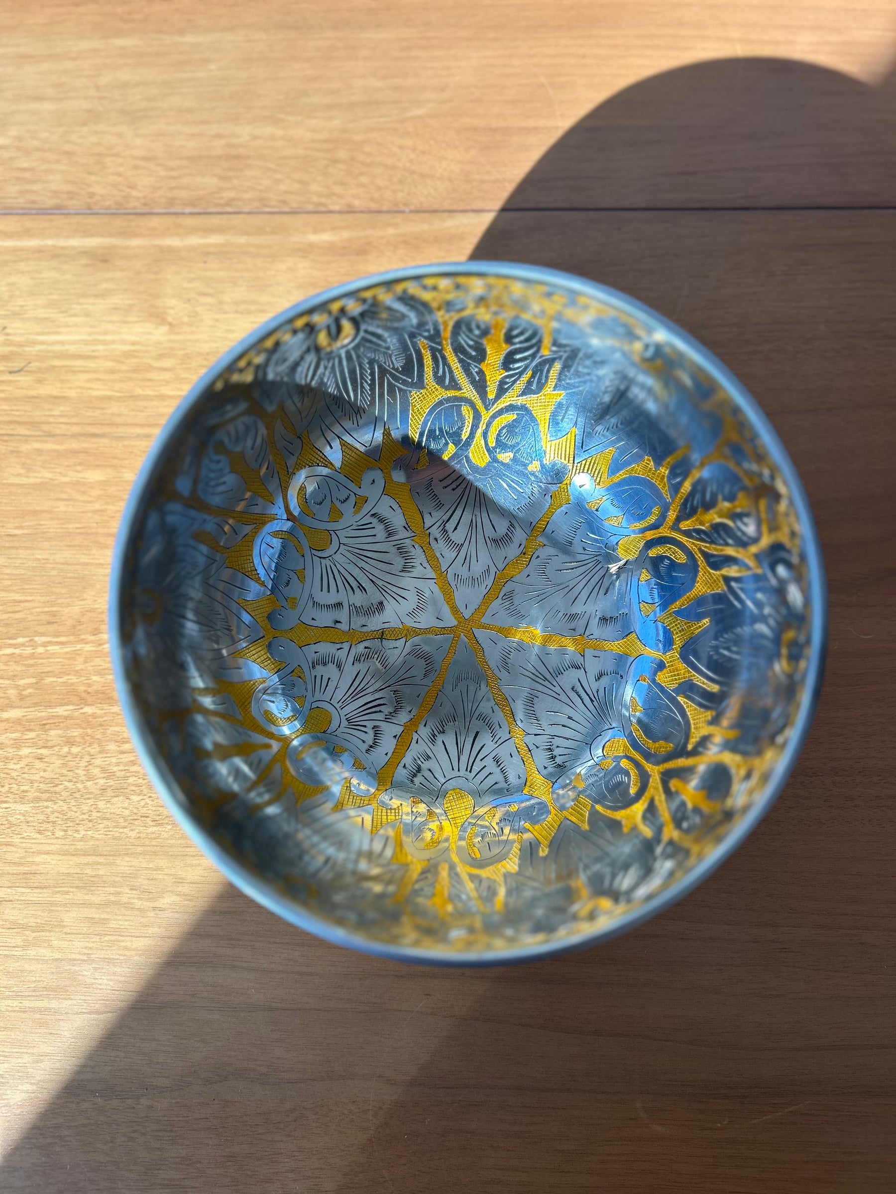 7.5 Inch Silver and Gold Bowl: Limited Run Handmade Bronze Singing Bowl