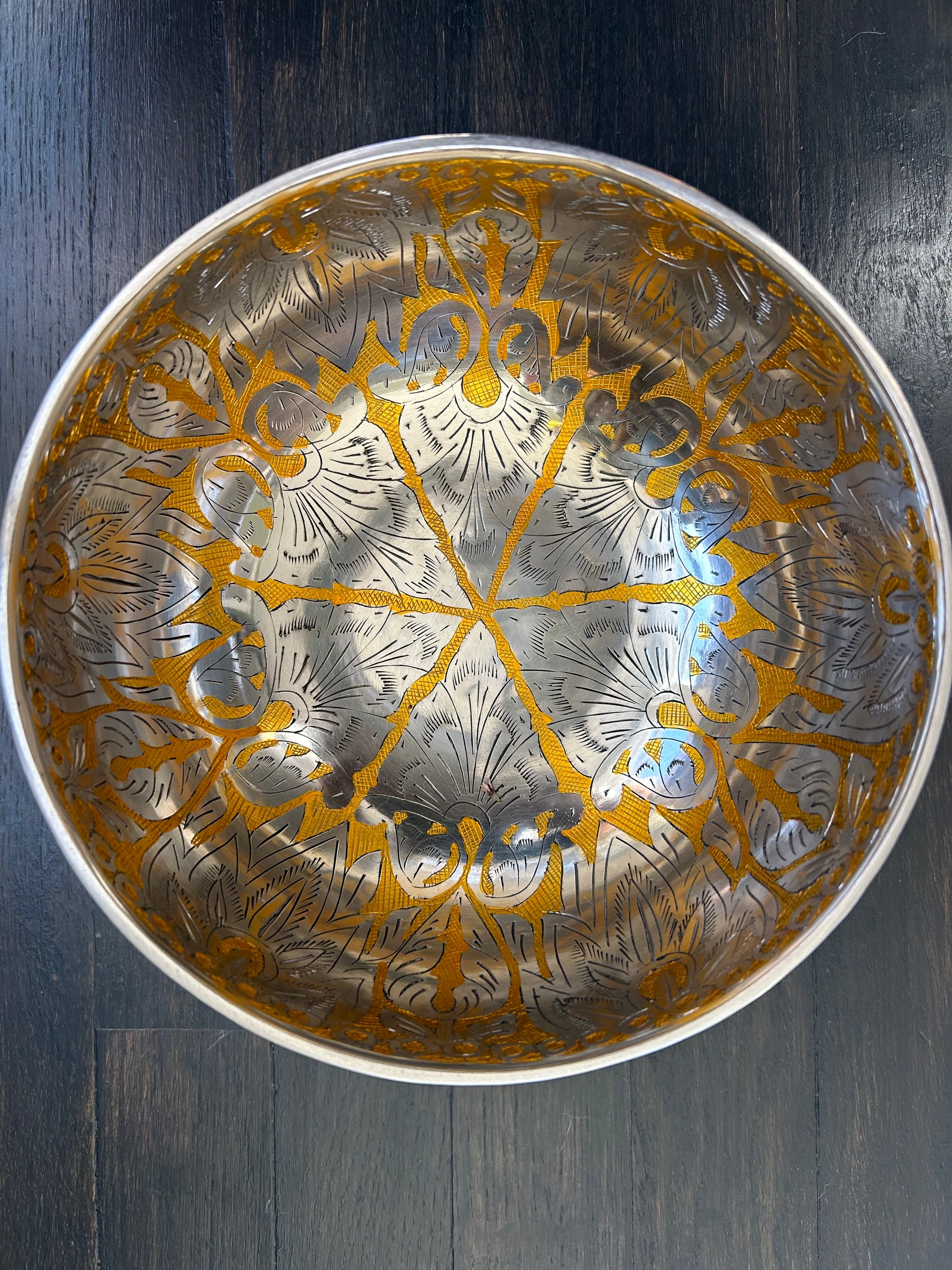 7.5 Inch Silver and Gold Bowl: Limited Run Handmade Bronze Singing Bowl