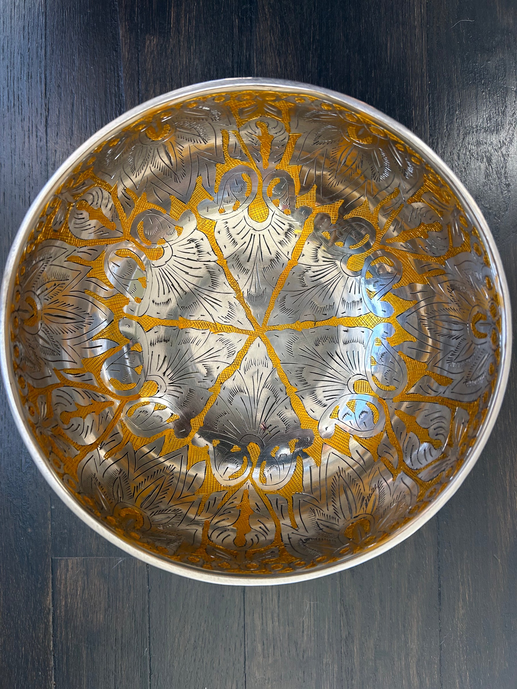 7.5 Inch Silver and Gold Bowl: Limited Run Handmade Bronze Singing Bowl