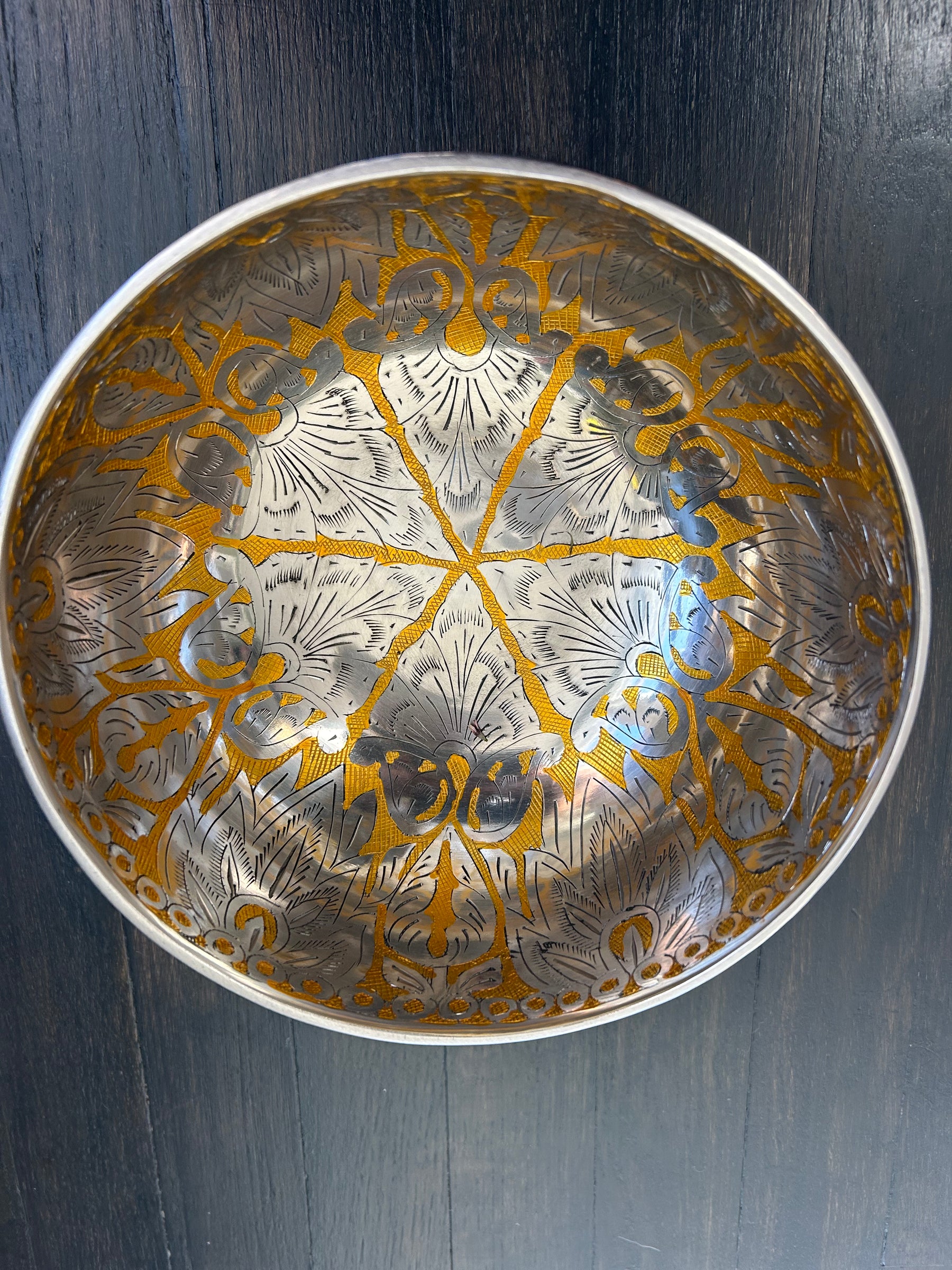 7.5 Inch Silver and Gold Bowl: Limited Run Handmade Bronze Singing Bowl