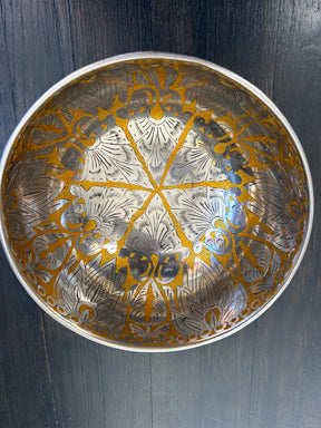 7.5 Inch Silver and Gold Bowl: Limited Run Handmade Bronze Singing Bowl