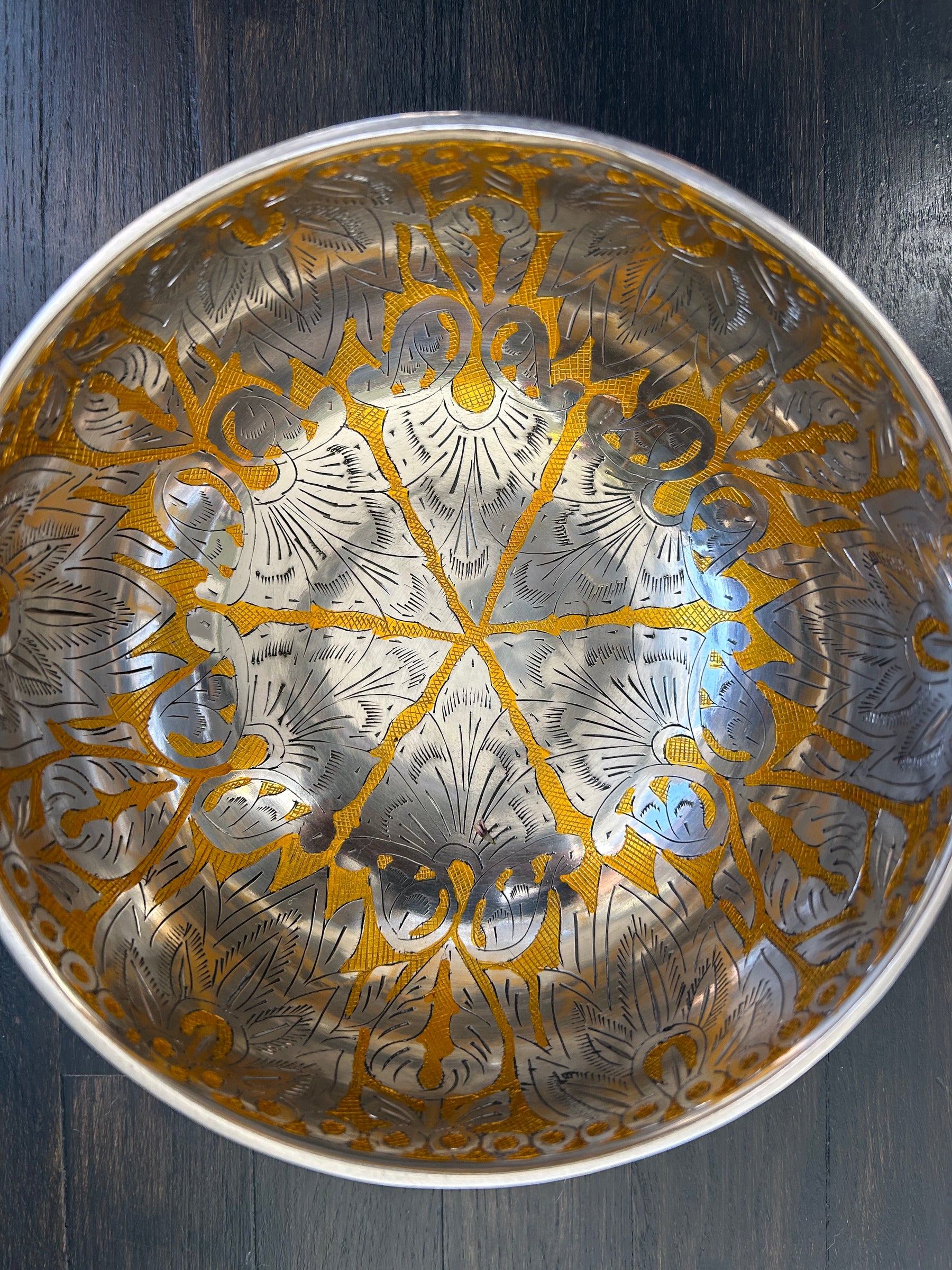7.5 Inch Silver and Gold Bowl: Limited Run Handmade Bronze Singing Bowl