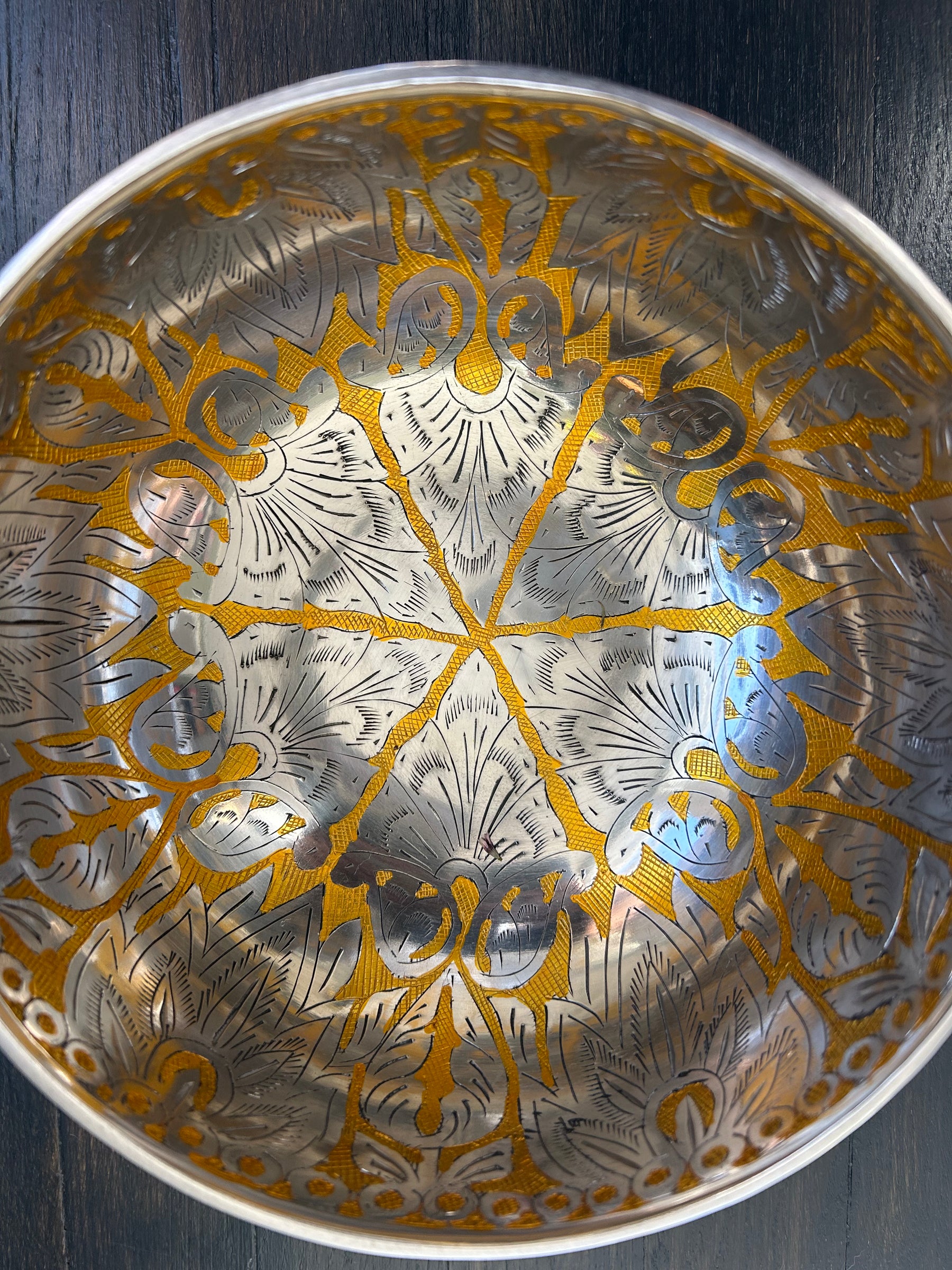 7.5 Inch Silver and Gold Bowl: Limited Run Handmade Bronze Singing Bowl