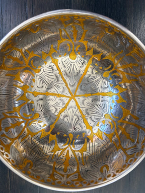 7.5 Inch Silver and Gold Bowl: Limited Run Handmade Bronze Singing Bowl