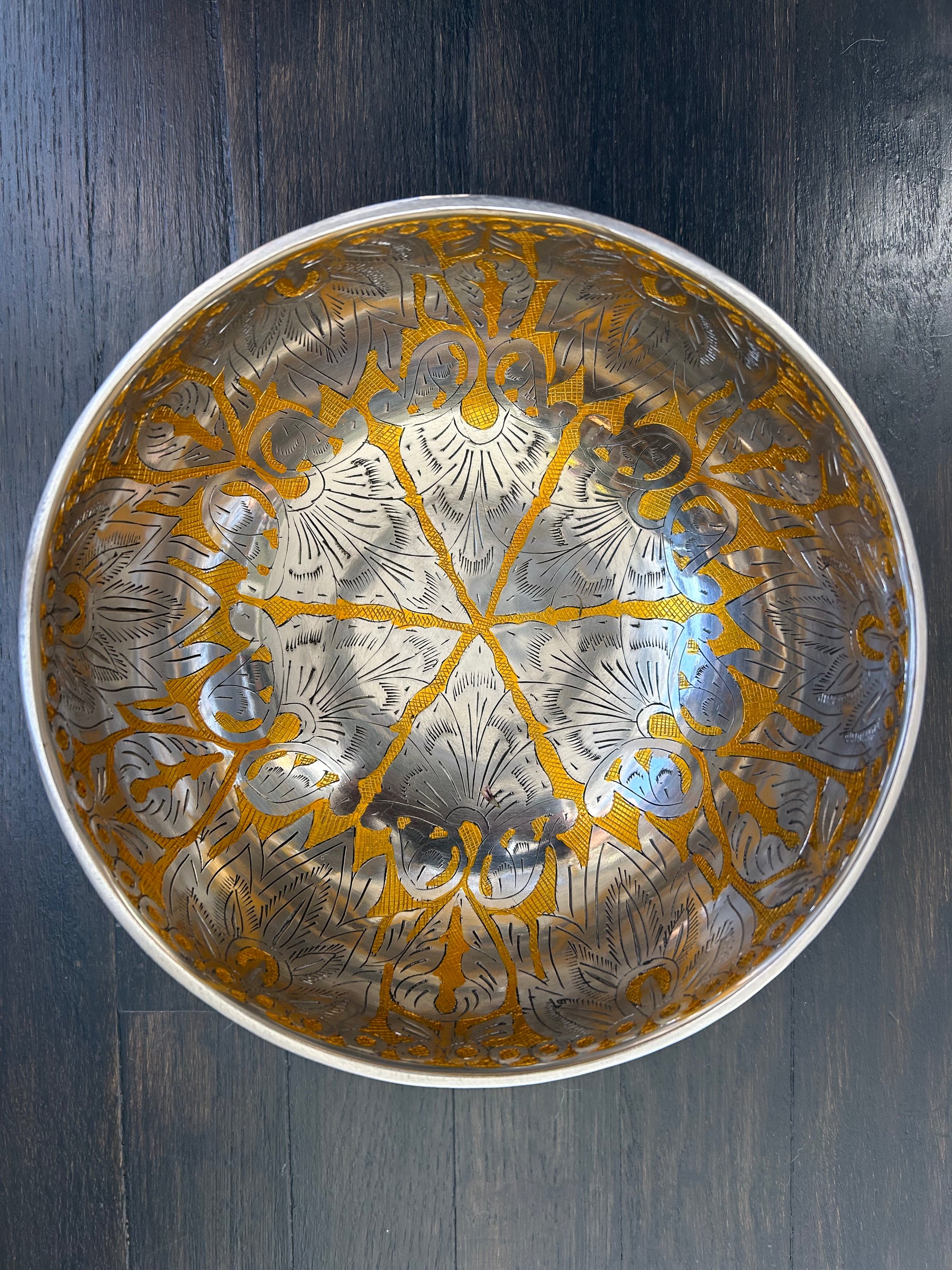 7.5 Inch Silver and Gold Bowl: Limited Run Handmade Bronze Singing Bowl