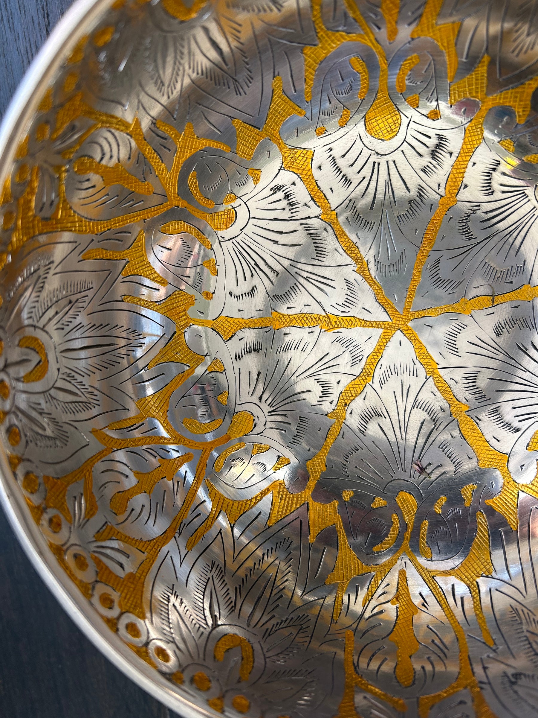 7.5 Inch Silver and Gold Bowl: Limited Run Handmade Bronze Singing Bowl