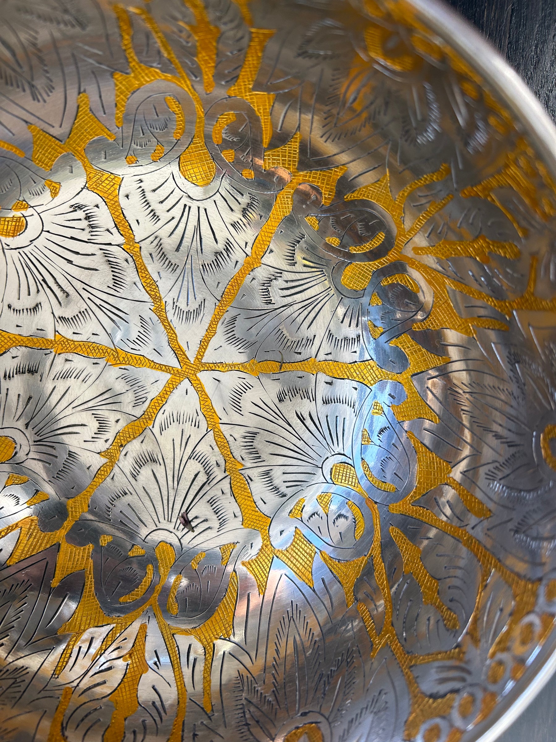 7.5 Inch Silver and Gold Bowl: Limited Run Handmade Bronze Singing Bowl