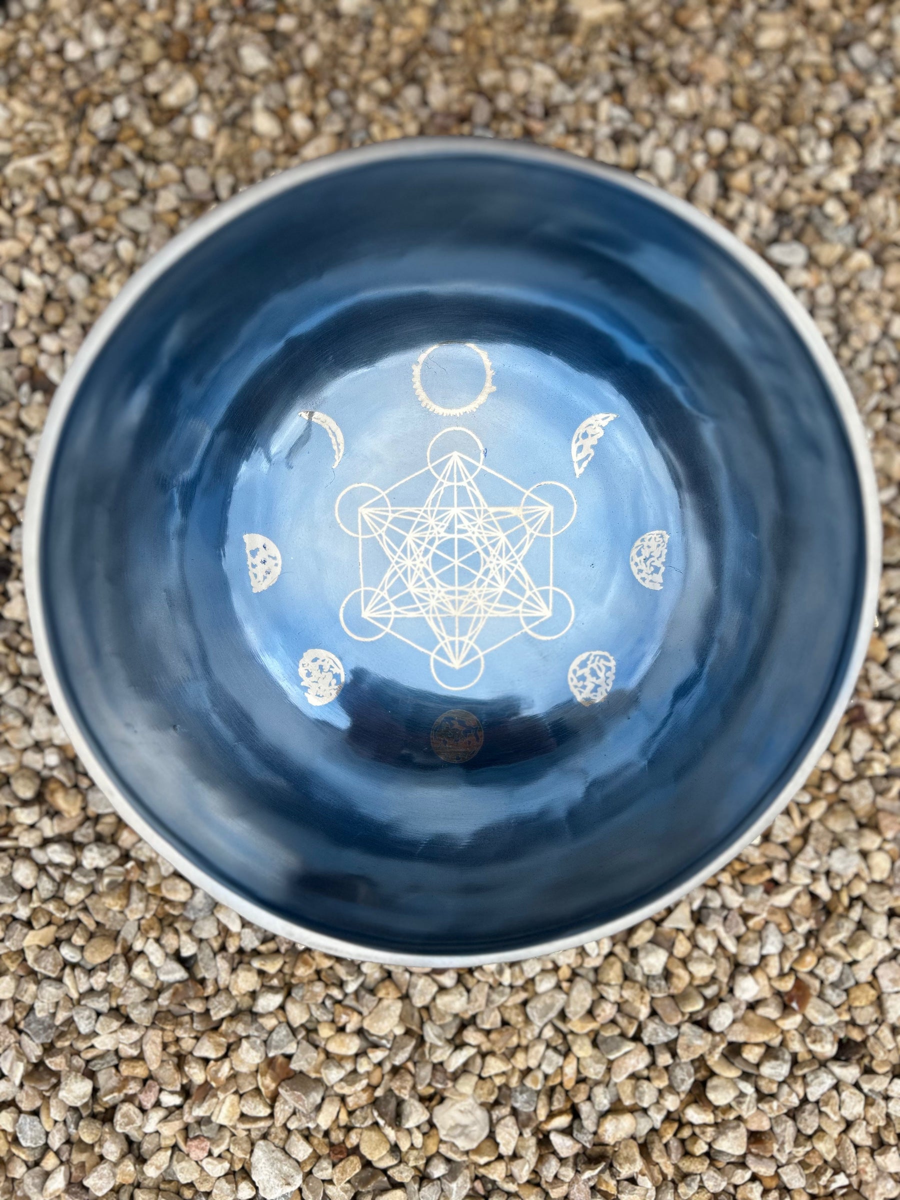 The Weathered Collection: Blue Moon Bowl: Large Handmade Bronze Singing Bowl From Nepal