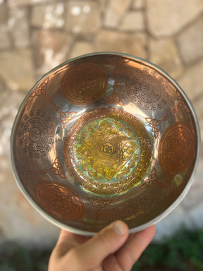 The Crown Jewel Singing Bowl: 10.25 Inch Handmade Etched Bronze Singing Bowl