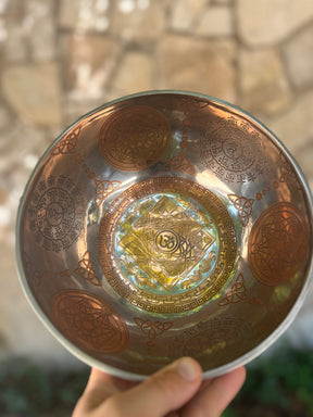 The Crown Jewel Singing Bowl: 10.25 Inch Handmade Etched Bronze Singing Bowl