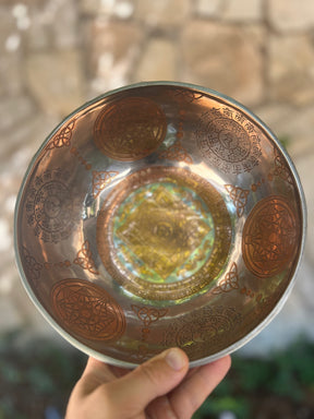 The Crown Jewel Singing Bowl: 10.25 Inch Handmade Etched Bronze Singing Bowl