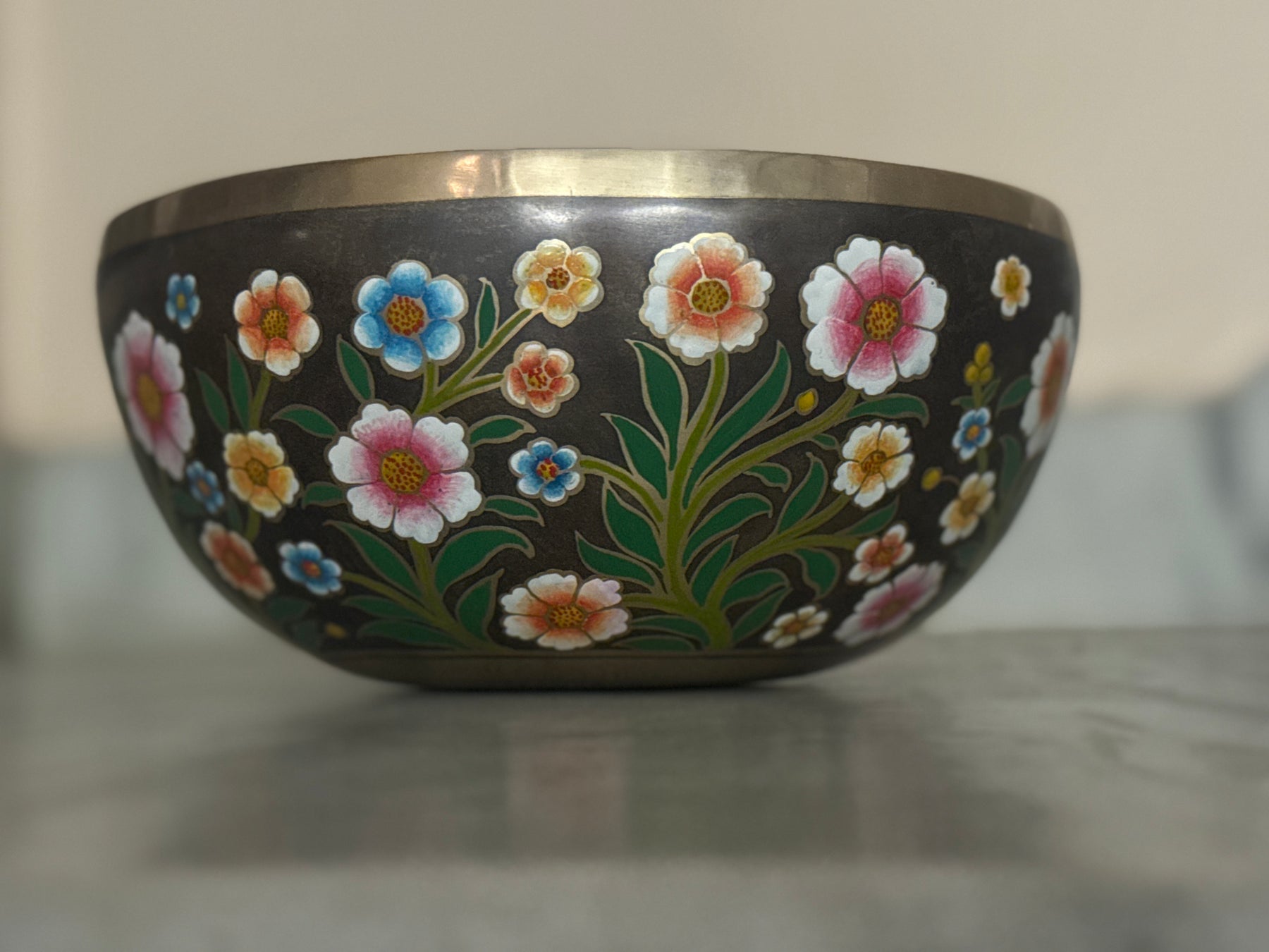 The Meadow Bowl I  9 Inch Hand-Painted Singing Bowl. Limited Edition Run
