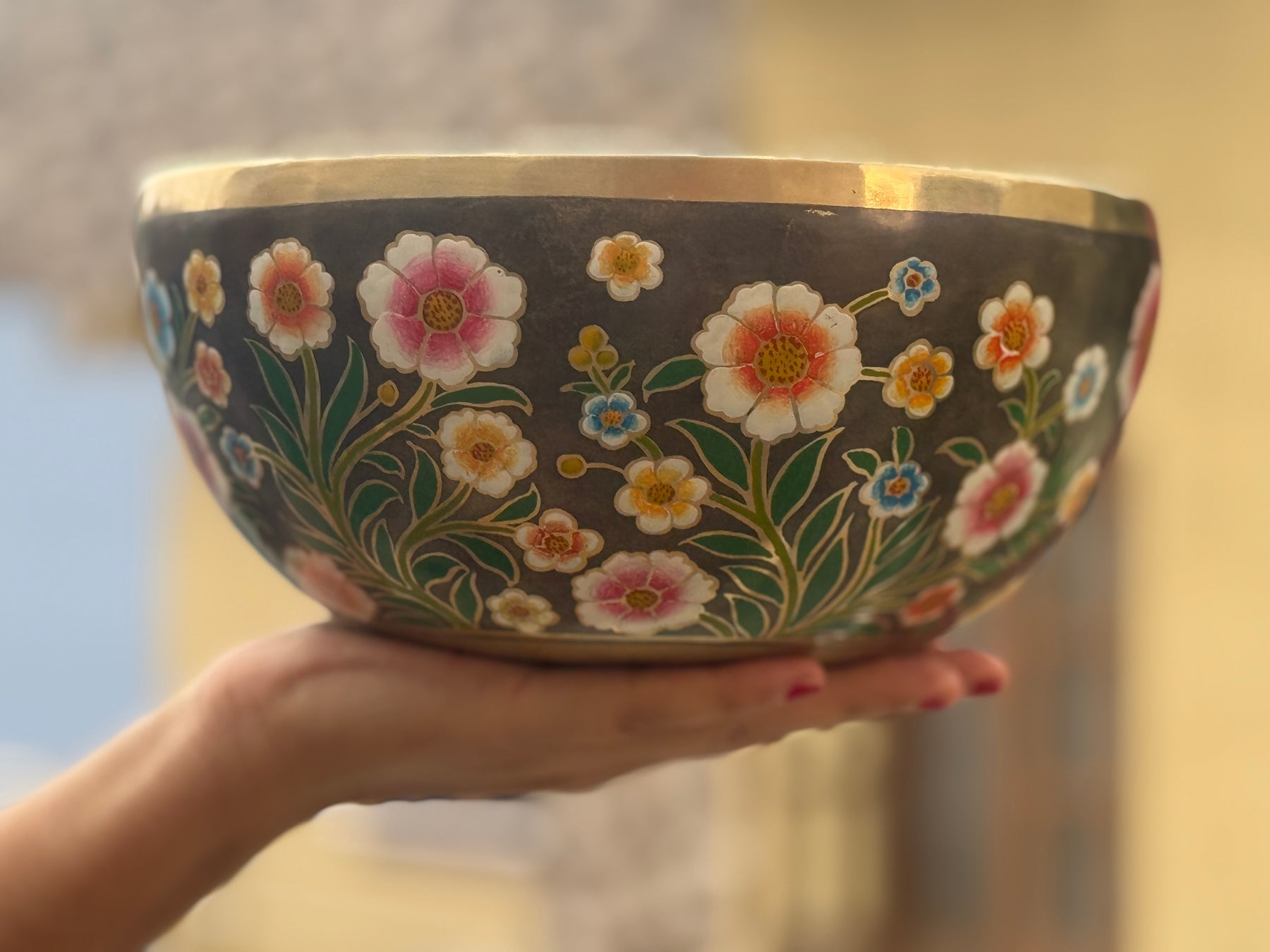 The Meadow Bowl I  9 Inch Hand-Painted Singing Bowl. Limited Edition Run