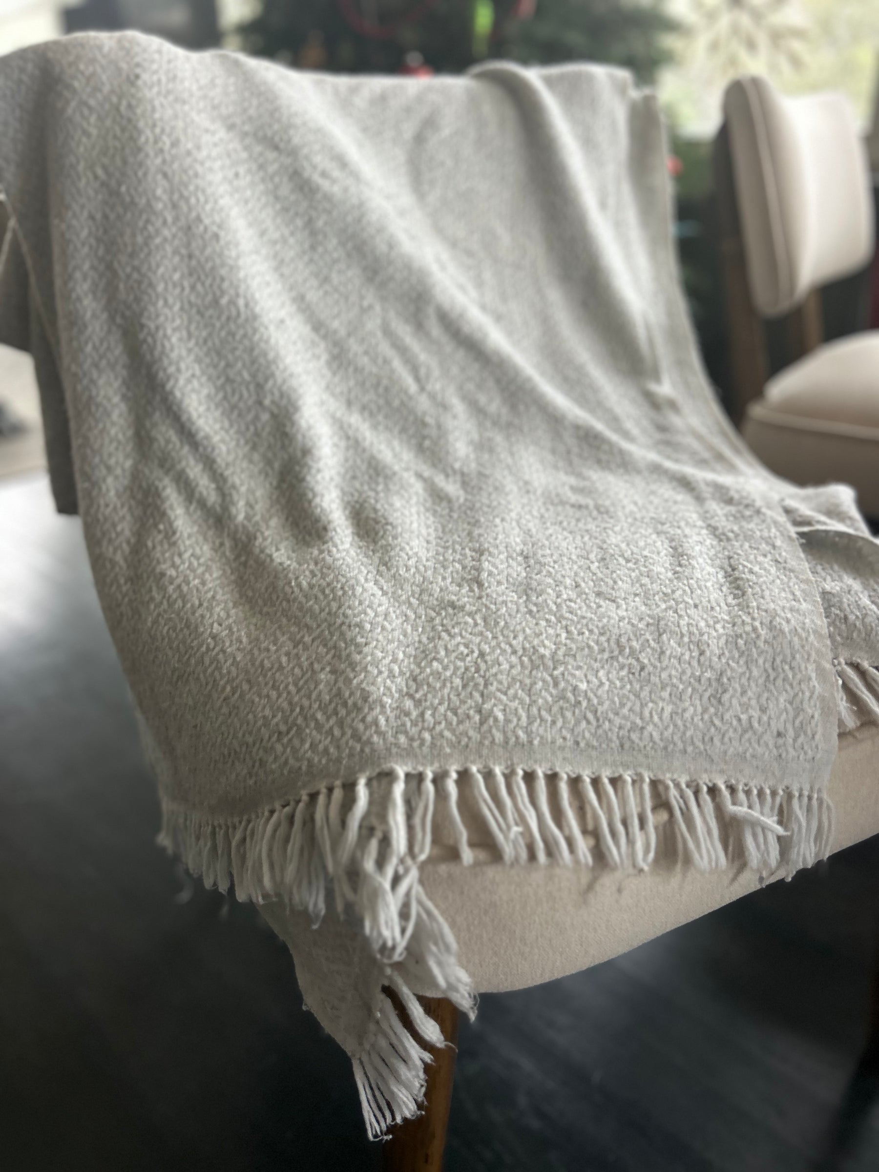 The Cozy At Home Gray Meditation Shawl & Handwoven Blanke