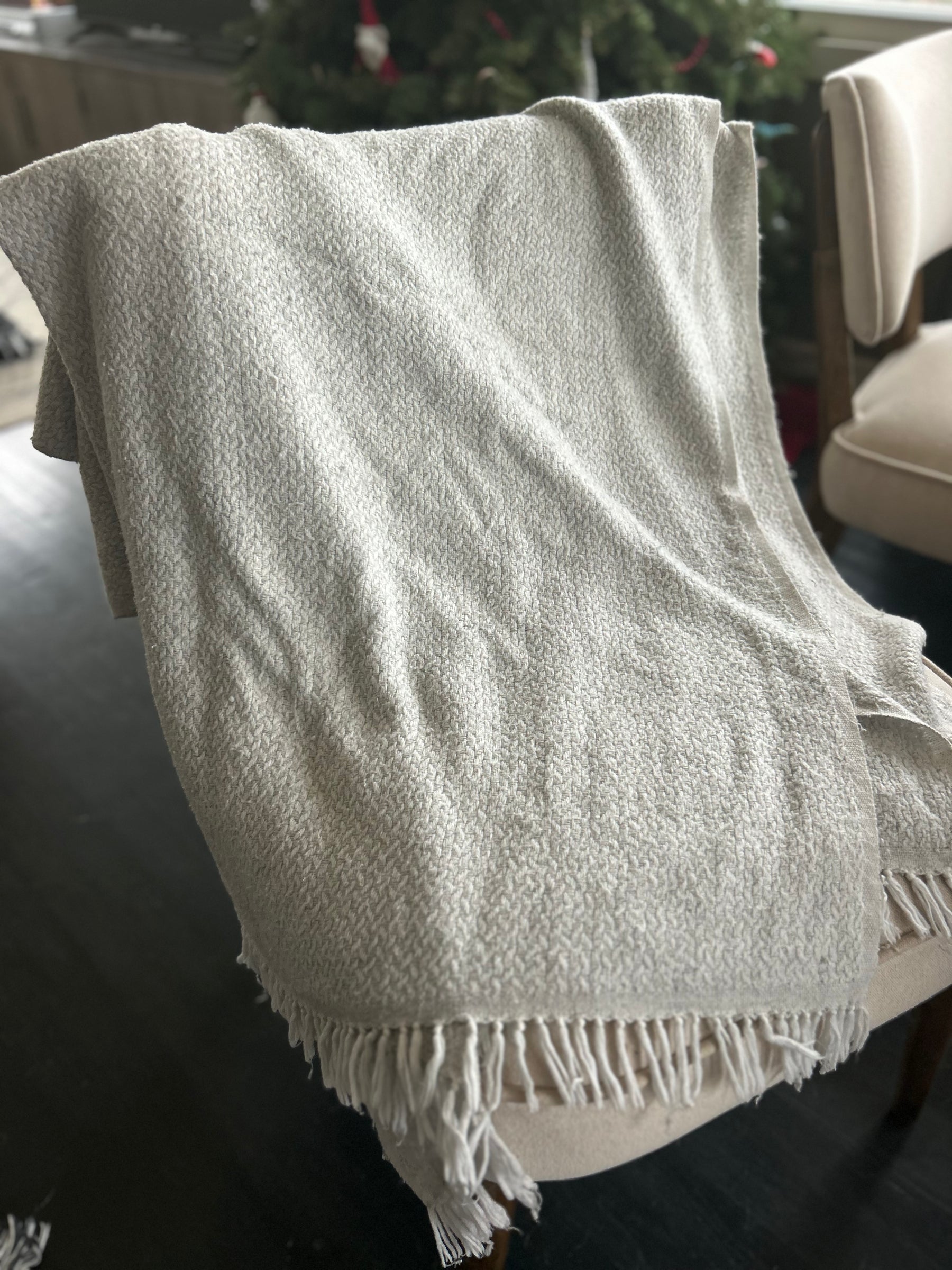 The Cozy At Home Gray Meditation Shawl & Handwoven Blanke