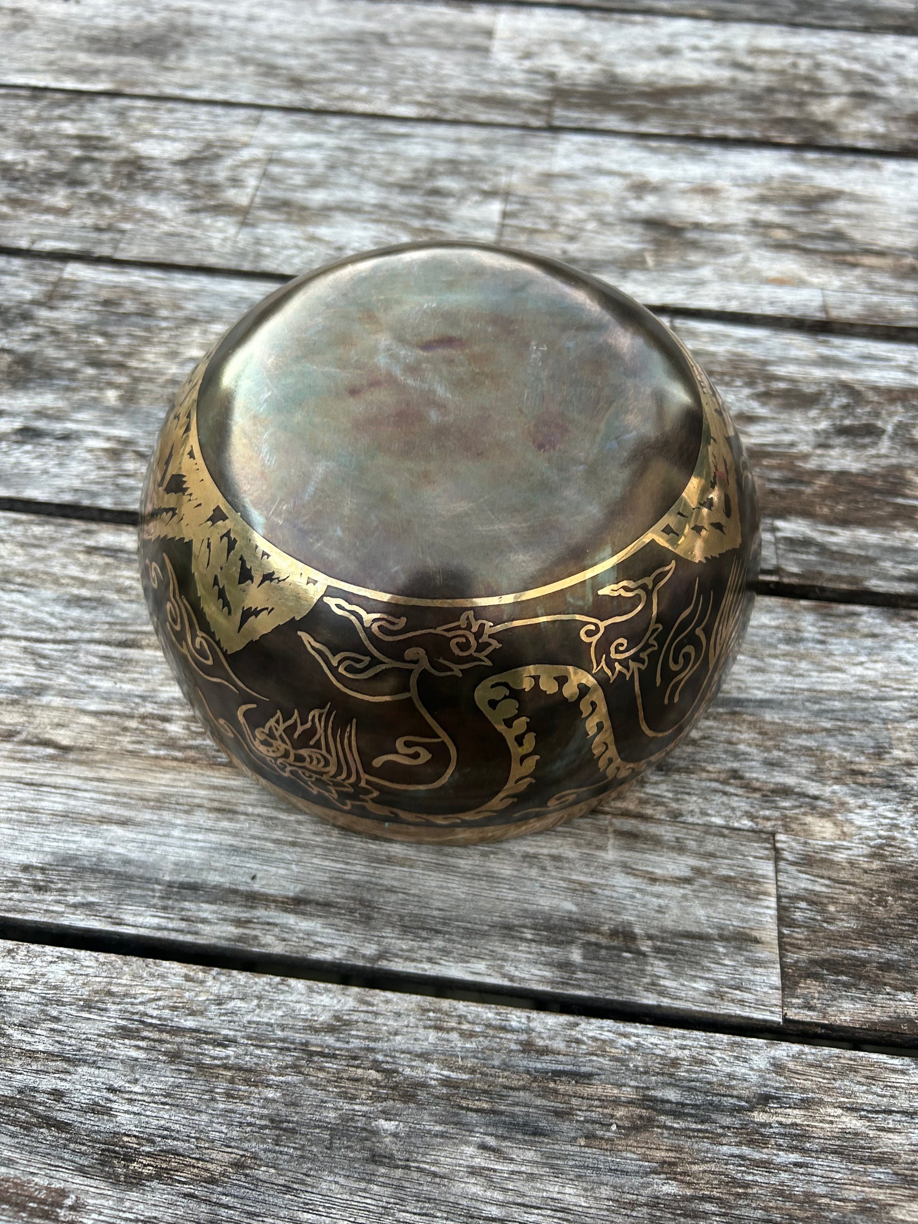 The Winter Dragon Singing Bowl: 6 Inch One Time Release Handmade Bronze Singing Bowl